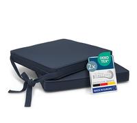 Beautissu Set de 2 Coussin de Chaise d'Intérieur 45x40 cm Loft SK - Galette de Chaise déhoussable et Lavable avec Bandes de Fixation Coussin d'assise Exterieur Jardin Coussin Bleu Foncé