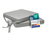 Beautissu Set de 2 Coussin de Chaise d'Intérieur 45x40 cm Loft SK - Galette de Chaise déhoussable et Lavable avec Bandes de Fixation Coussin d'assise Exterieur Jardin Coussin Gris Clair