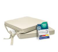 Beautissu Set de 2 Coussin de Chaise d'intérieur déhoussable Lavable Assise | 45x40cm nature avec bandes de fixation d' exterieur jardin Galette rembourrage Loft SK