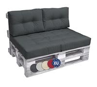 Beautissu Set de 2 Coussin Dossier Palette Euro ECO pour Jardin canapé | 60x40cm gris graphite lounge extérieur & intérieur confortable Banquette Elements