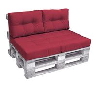 Beautissu Set de 2 Coussin Dossier Palette Euro ECO pour Jardin canapé | 60x40cm rouge lounge extérieur & intérieur confortable Banquette europalette Elements