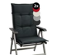 Beautissu Set de 2 Coussin Fauteuil Jardin Haut Dossier 120x50 cm Base HL - Antidérapant & Résistant Lumière UV 5 - Confortable Matelas Coussin Assise Chaise Exterieur Jardin Terrasse - Gris Graphite