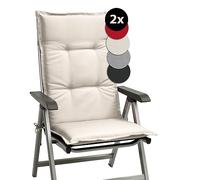 Beautissu Set de 2 Coussin Fauteuil Jardin Haut Dossier 120x50 cm Base HL - Antidérapant & Résistant Lumière UV 5 - Confortable Matelas Coussin Assise Chaise Exterieur Jardin Terrasse Balcon - Nature