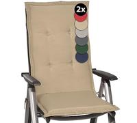 Beautissu Set de 2 Coussin Haut Dossier pour Chaise Jardin 120x50 cm Loft HL - 6 cm Rembourrage Extra Doux & Résistant à la Lumière UV - Confortable Coussin Assise Fauteuil Jardin Exterieur Nature