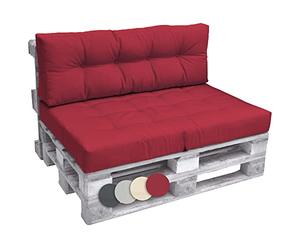 Beautissu Set de 2 Coussin Palette Eco Elements - 1x Coussin d'assise 120x80 cm & 1x Coussin Dossier 120x40 cm Confortable Coussin Lounge Extérieur & Intérieur pour Salon Jardin - Rouge