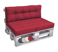 Beautissu Set de 2 Coussin Palette Lounge Extérieur Intérieur pour Salon | d'assise 120x80cm et Dossier 120x40cm Rouge Confortable Jardin assise euro banquette ECO Elements