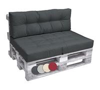 Beautissu Set de 2 Coussin Palette Lounge Extérieur Intérieur pour Salon | d'assise 120x80cm et Dossier 120x40cm Gris Graphite Confortable Jardin assise euro banquette ECO Elements
