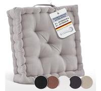 Beautissu Set de 2 Coussins de Sol Coussin d'assise 100% Coton Interieur | 50x50cm taupe matelas epais 10cm de chaise poignee de transport Beauitssu épais Intérieur Extérieur Poignée grand Mila