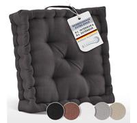 Beautissu Set de 2 Coussins de Sol Coussin d'assise Coton Chaise intérieur | 50x50cm anthracite matelas épais 10cm 100% poignée de transport extérieur Beauitssu grand galette Mila