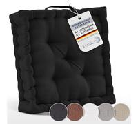 Beautissu Set de 2 Coussins de Sol d'assise Matelas 100% Coton extérieur | 50x50cm épais 10cm noir 100% coussin de chaise poignée de transport intérieur & Beauitssu méditation galette Mila