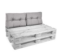 Beautissu Set de 2 Coussins Dossier Euro Palette 60x40x10 cm - 2X Coussin de Dossier Gris Clair Coussin Lounge Extérieur & Intérieur Coussin pour Canape Salon Jardin Coussin Palette - ECO Style