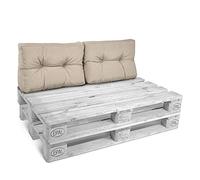 Beautissu Set de 2 Coussins Dossier Euro Palette 60x40x10 cm ECO Style - 2 Coussin de Dossier Beige Coussin Lounge Extérieur & Intérieur