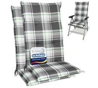 Beautissu Set de 2 Matelas Coussin Chaise Fauteuil Haut Dossier résistants | 120x50cm 6cm épaisseur vert menthe confortable jardin terrasse balcon carreaux rembourrage extérieur assise Sunny MK