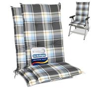Beautissu Set de 2 Matelas Coussin pour Chaise Fauteuil Haut Dossier 120x50 cm Bleu Sunny BK - 6cm Epaisseur & Résistants aux UV - Confortable Coussin Jardin Terrasse Balcon
