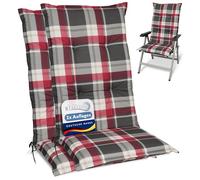 Beautissu Set de 2 Matelas Coussin pour Chaise Fauteuil Haut Dossier 120x50 cm Bordeaux Sunny RK - 6cm Epaisseur & Résistants aux UV - Confortable Coussin Jardin Terrasse Balcon