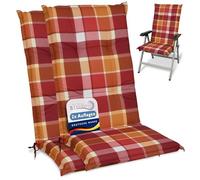 Beautissu Set de 2 Matelas Coussin pour Chaise Fauteuil Haut Dossier 120x50 cm Rouge Sunny RO - 6cm Epaisseur & Résistants aux UV - Confortable Coussin Jardin Terrasse Balcon