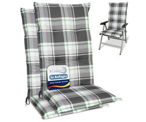 Beautissu Set de 2 Matelas Coussin pour Chaise Fauteuil Haut Dossier 120x50 cm Vert Menthe Sunny MK - 6cm Epaisseur & Résistants aux UV - Confortable Coussin Jardin Terrasse Balcon