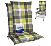 Beautissu Set de 2 Matelas Coussin pour Chaise Fauteuil Haut Dossier 120x50 cm Vert Sunny GR - 6cm Epaisseur & Résistants aux UV - Confortable Coussin Jardin Terrasse Balcon