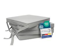 Beautissu Set de 4 Coussin de Chaise d'intérieur Galette déhoussable Assise | 45x40cm gris clair avec bandes de fixation d' extérieur jardin Lavable Exterieur liens cuisine rembourrage Loft SK