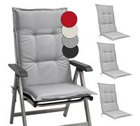 Beautissu Set de 4 Coussin Fauteuil Jardin Haut Dossier 120x50 cm Base HL - Antidérapant & Résistant Lumière UV 5 - Confortable Matelas Coussin Assise Chaise Exterieur Jardin Terrasse - Gris Clair
