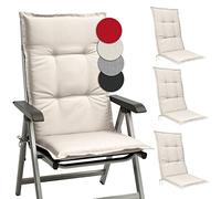 Beautissu Set de 4 Coussin Fauteuil Jardin Haut Dossier 120x50 cm Base HL - Antidérapant & Résistant Lumière UV 5 - Confortable Matelas Coussin Assise Chaise Exterieur Jardin Terrasse Balcon - Nature
