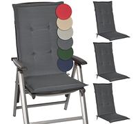 Beautissu Set de 4 Coussin Haut Dossier pour Chaise Jardin 120x50 cm Loft HL - 6 cm Rembourrage Extra Doux & Résistant Lumière UV - Confortable Coussin Assise Fauteuil Jardin Exterieur Anthracite