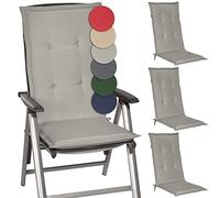 Beautissu Set de 4 Coussin Haut Dossier pour Chaise Jardin 120x50 cm Loft HL - 6 cm Rembourrage Extra Doux & Résistant à la Lumière UV - Confortable Coussin Assise Fauteuil Jardin Exterieur Gris