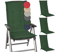 Beautissu Set de 4 Coussin Haut Dossier pour Chaise Jardin 120x50 cm Loft HL - 6 cm Rembourrage Extra Doux & Résistant à la Lumière UV - Confortable Coussin Assise Fauteuil Jardin Exterieur Vert