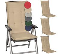Beautissu Set de 4 Coussin Haut Dossier pour Chaise Jardin 120x50 cm Loft HL - 6 cm Rembourrage Extra Doux & Résistant à la Lumière UV - Confortable Coussin Assise Fauteuil Jardin Exterieur Nature