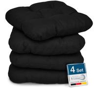 Beautissu Set de 4 Coussins de Chaise d'extérieur et d'intérieur en Mousse | 40x40cm de 8cm Noir Coussin Souple pour Les chaises de Jardin d'assise rembourrage galette exterieur siège résistants Lisa