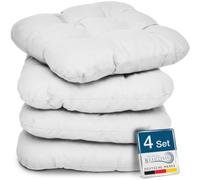 Beautissu Set de 4 Coussins de Chaise d'extérieur et d'intérieur Souple | 40x40cm blanc en mousse de 8cm pour les chaises de jardin Coussin rembourrage galette doux résistants robustes Lisa