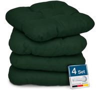 Beautissu Set de 4 Coussins de Chaise d'extérieur et d'intérieur Souple | 40x40cm vert foncé en mousse de 8cm pour les chaises de jardin Coussin rembourrage galette Lisa