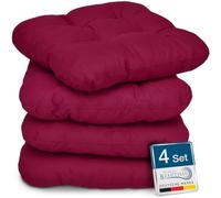 Beautissu Set de 4 Coussins de Chaise extérieur intérieur Souple en Mousse | 40x40cm rouge coussin de 8cm pour les chaises de jardin rembourrage galette intérieures assise Lisa