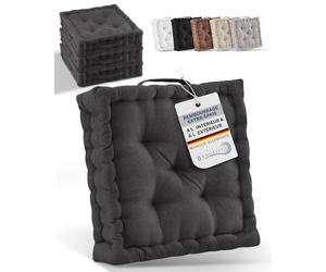Beautissu Set de 4 Coussins de Sol d'assise Coton avec poignée de Transport | 40x40cm anthracite matelas épais 8cm 100% coussin de chaise intérieur extérieur Beauitssu siège galette Mila