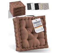 Beautissu Set de 4 Coussins de Sol d'assise Coton avec poignée de Transport | 40x40cm marron matelas épais 8cm 100% coussin de chaise intérieur extérieur Beauitssu siège galette Mila