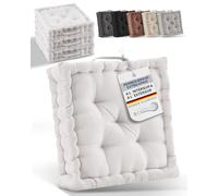 Beautissu Set de 4 Coussins de Sol d'assise Coton avec poignée de Transport | 50x50cm épais 10cm naturel 100% chaise matelas intérieur extérieur Beauitssu Coussin galette jardin Mila