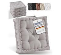 Beautissu Set de 4 Coussins de Sol d'assise Coton avec poignée de Transport | 50x50cm épais 10cm taupe 100% chaise matelas intérieur extérieur Beauitssu Coussin galette jardin Mila