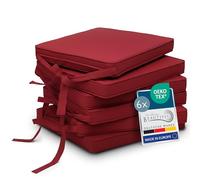 Beautissu Set de 6 Coussin de Chaise d'Intérieur 45x40 cm Loft SK - Galette de Chaise déhoussable et Lavable avec Bandes de Fixation Coussin d'assise Exterieur Jardin Coussin Rouge