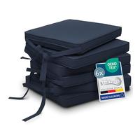 Beautissu Set de 6 Coussin de Chaise d'Intérieur 45x40 cm Loft SK - Galette de Chaise déhoussable et Lavable avec Bandes de Fixation Coussin d'assise Exterieur Jardin Coussin Bleu Foncé