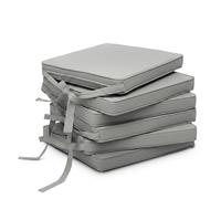 Beautissu Set de 6 Coussin de Chaise d'Intérieur 45x40 cm Loft SK - Galette de Chaise déhoussable et Lavable avec Bandes de Fixation Coussin d'assise Exterieur Jardin Coussin Gris Clair
