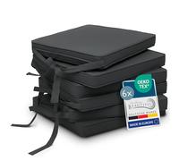 Beautissu Set de 6 Coussin de Chaise d'Intérieur 45x40 cm Loft SK - Galette de Chaise déhoussable et Lavable avec Bandes de Fixation Coussin d'assise Exterieur Jardin Coussin Gris Graphite