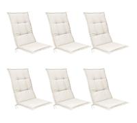 Beautissu Set de 6 Coussin Fauteuil Jardin Haut Dossier 120x50 cm Base HL - Antidérapant & Résistant Lumière UV 5 - Confortable Matelas Coussin Assise Chaise Exterieur Jardin Terrasse Balcon - Nature
