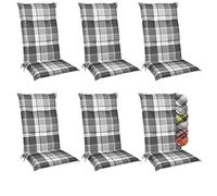 Beautissu Set de 6 Matelas Coussin pour Chaise Fauteuil Haut Dossier 120x50 cm Bleu Sunny BK - 6cm Epaisseur & Résistants aux UV - Confortable Coussin Jardin Terrasse Balcon