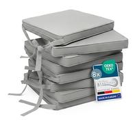 Beautissu Set de 8 Coussin de Chaise d'Intérieur 45x40 cm Loft SK - Galette de Chaise déhoussable et Lavable avec Bandes de Fixation Coussin d'assise Exterieur Jardin Coussin Gris Clair