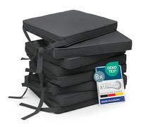 Beautissu Set de 8 Coussin de Chaise d'Intérieur 45x40 cm Loft SK - Galette de Chaise déhoussable et Lavable avec Bandes de Fixation Coussin d'assise Exterieur Jardin Coussin Gris Graphite