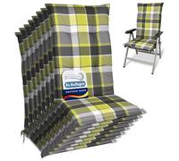 Beautissu Set de 8 Matelas Coussin pour Chaise Fauteuil Haut Dossier 120x50 cm Vert Sunny GR - 6cm Epaisseur & Résistants aux UV - Confortable Coussin Jardin Terrasse Balcon