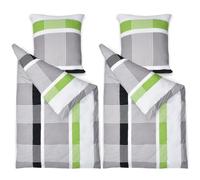 Beautissu Dana 2 Sets de Parure de Lit en Coton 155x220 cm - Taie d’Oreiller 80x80 cm & Housse de Couette 155x220 cm - Housses avec Fermeture éclair