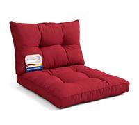 Beautissu Set Lounge Coussin Salon de Jardin Exterieur Assise 60x60 cm & Dossier 60x40 cm - Confortables Coussins Chaise Jardin Fauteuil Rotin idéal pour Meubles Balcon Terrasse Rouge - xLuna