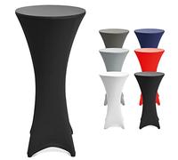 Beautissu Stella - Housse Stretch pour Table Haute et Table de Bistro - Noir - Diamètre 70-75 cm - Renfort au Niveau des Pieds et Lavable à 40 °C - Antidérapante et Infroissable
