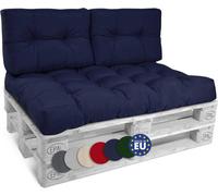 Beautissu Style - Set Coussin Palette Lounge Extérieur Bleu - 1x Coussin Assise 120x80cm & 2x Coussin Dossier 60x40cm